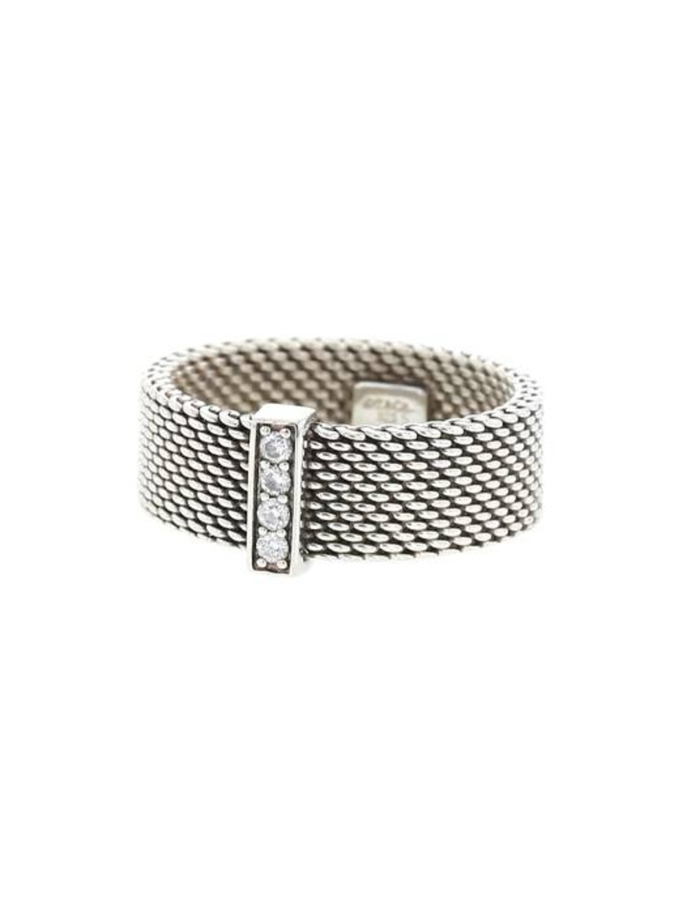 Tiffany & Co. Sterling Silver Somerset Mesh Diamond Ring - Size 5